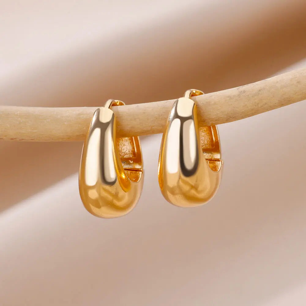 Gold Chunky Water Drop Earrings
