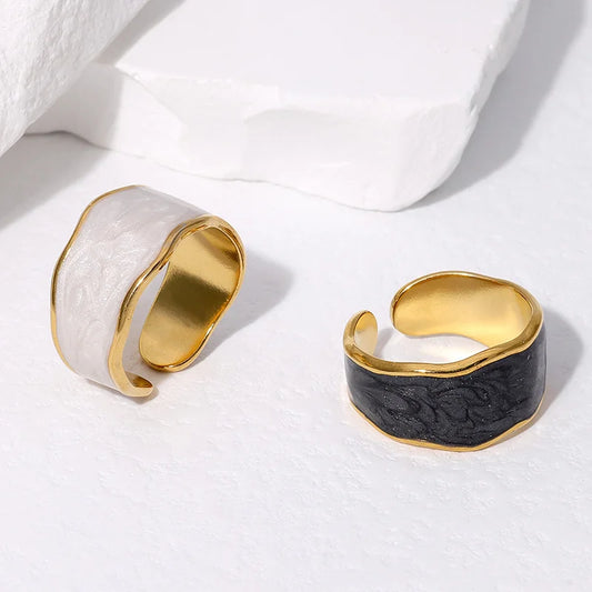 Luxury Irregular Enamel Adjustable Ring