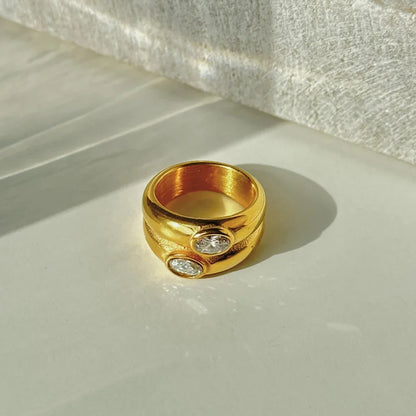 Elegant Zircon Double Layer Ring
