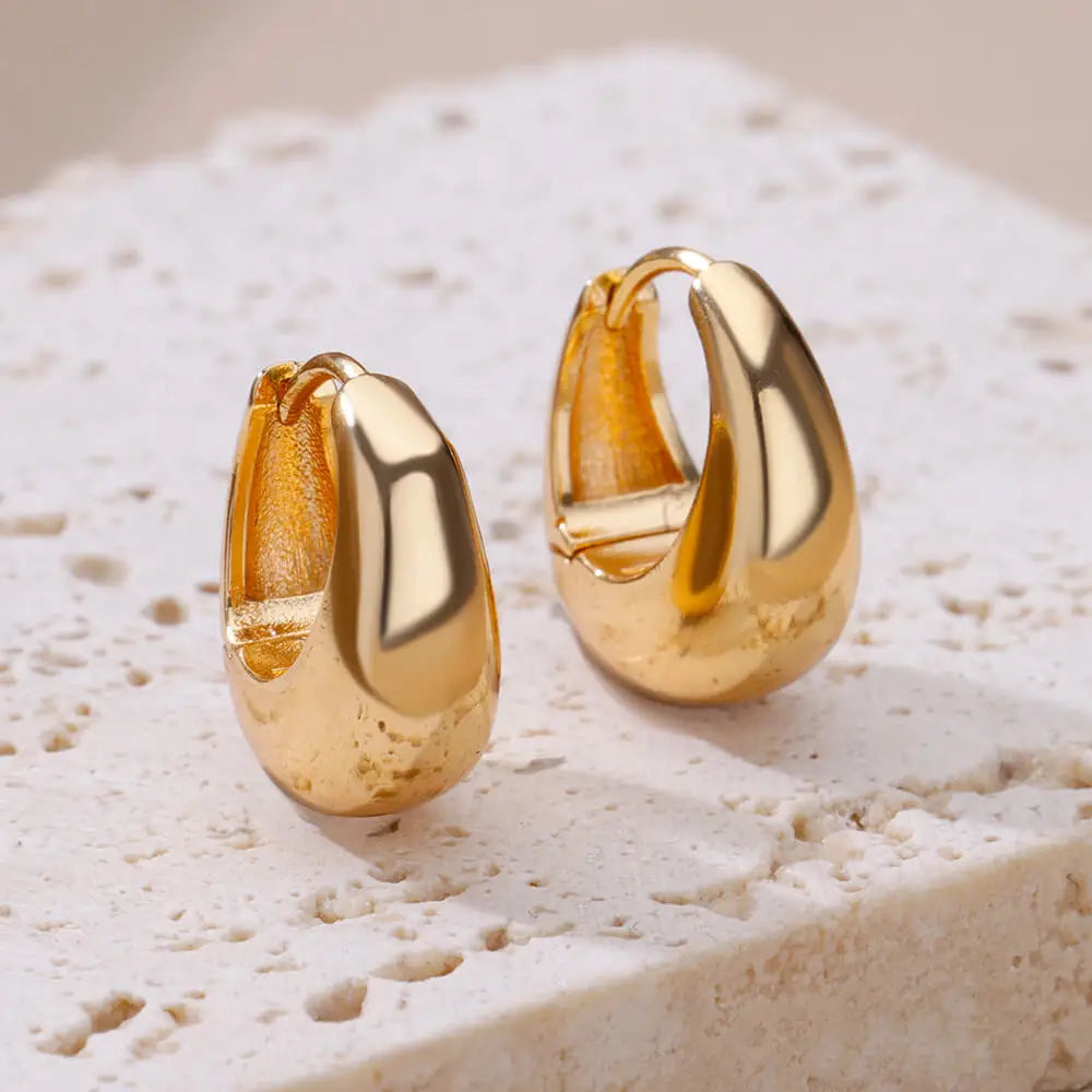 Gold Chunky Water Drop Earrings