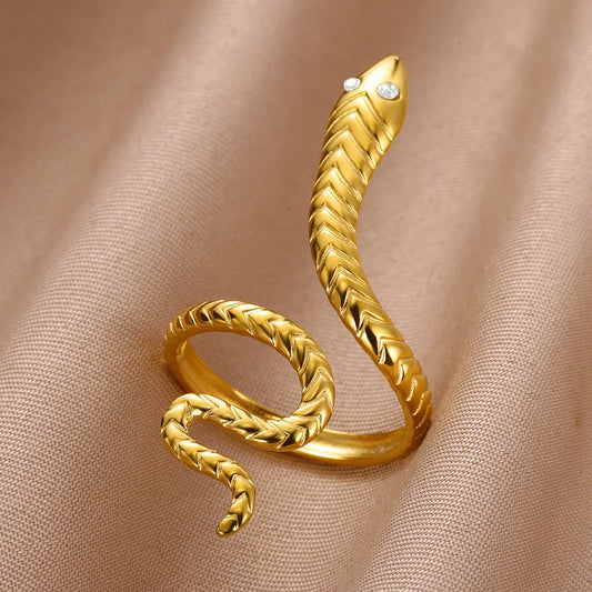 Vintage Gold Snake Adjustable Ring