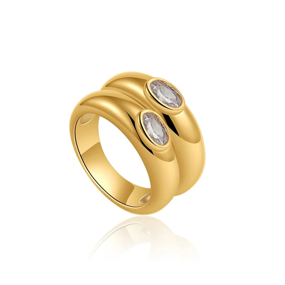 Elegant Zircon Double Layer Ring