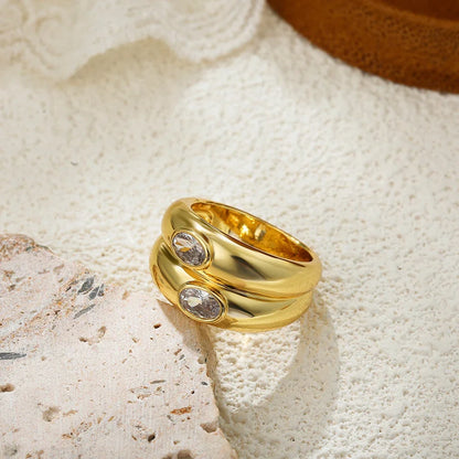 Elegant Zircon Double Layer Ring