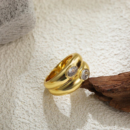 Elegant Zircon Double Layer Ring